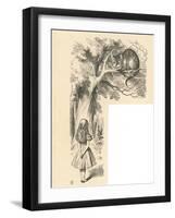 Cheshire Cat Alice Meets the Cheshire Cat-John Tenniel-Framed Art Print