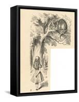 Cheshire Cat Alice Meets the Cheshire Cat-John Tenniel-Framed Stretched Canvas