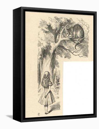 Cheshire Cat Alice Meets the Cheshire Cat-John Tenniel-Framed Stretched Canvas