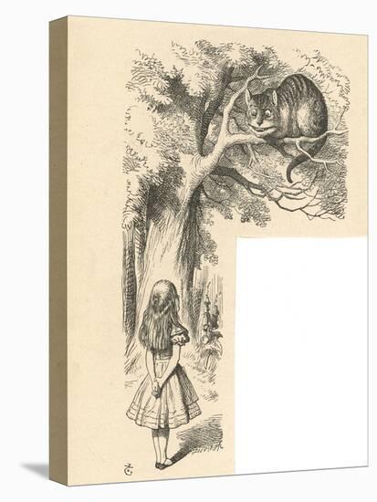 Cheshire Cat Alice Meets the Cheshire Cat-John Tenniel-Stretched Canvas