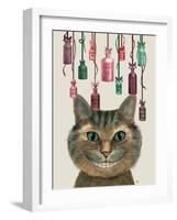 Cheshire Cat and Bottles-Fab Funky-Framed Art Print