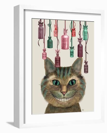 Cheshire Cat and Bottles-Fab Funky-Framed Art Print