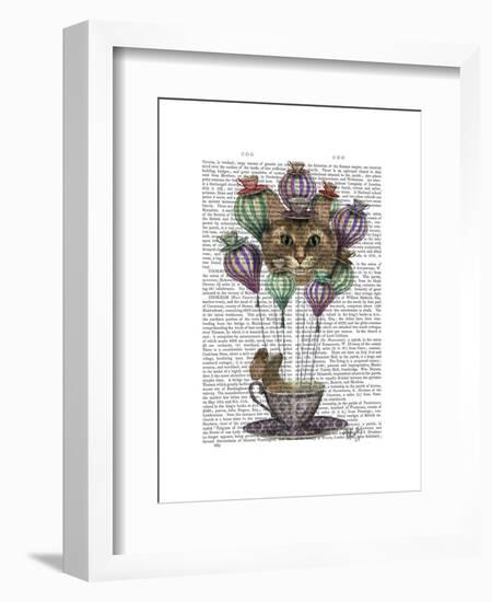 Cheshire Cat Hot Air Balloon-Fab Funky-Framed Art Print