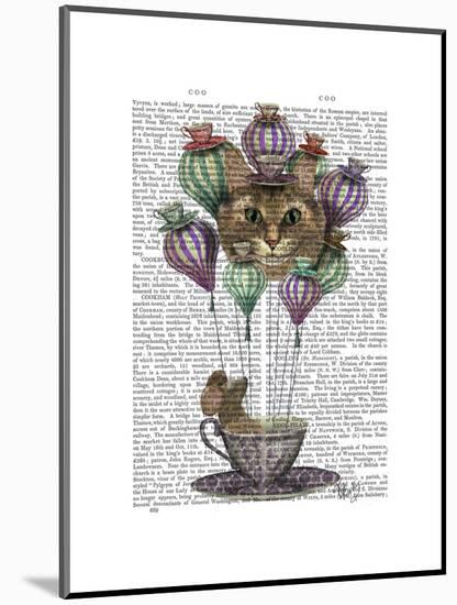 Cheshire Cat Hot Air Balloon-Fab Funky-Mounted Art Print