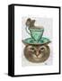 Cheshire Cat with Cup on Head-Fab Funky-Framed Stretched Canvas