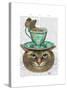 Cheshire Cat with Cup on Head-Fab Funky-Stretched Canvas