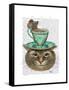 Cheshire Cat with Cup on Head-Fab Funky-Framed Stretched Canvas