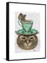 Cheshire Cat with Cup on Head-Fab Funky-Framed Stretched Canvas