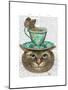 Cheshire Cat with Cup on Head-Fab Funky-Mounted Art Print