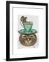 Cheshire Cat with Cup on Head-Fab Funky-Framed Art Print