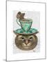 Cheshire Cat with Cup on Head-Fab Funky-Mounted Art Print