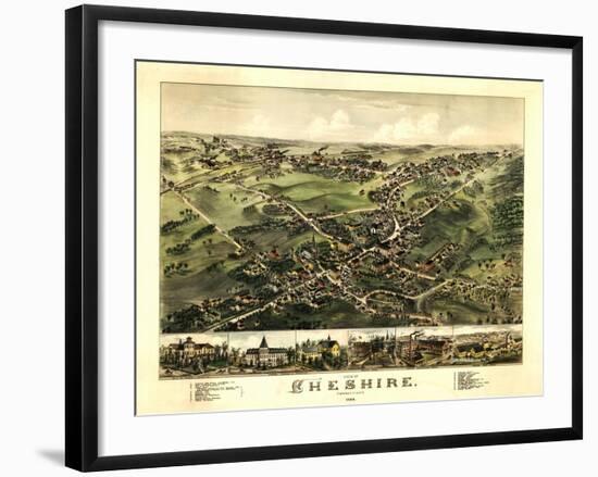 Cheshire, Connecticut - Panoramic Map-Lantern Press-Framed Art Print