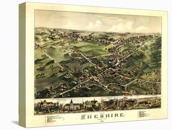 Cheshire, Connecticut - Panoramic Map-Lantern Press-Stretched Canvas