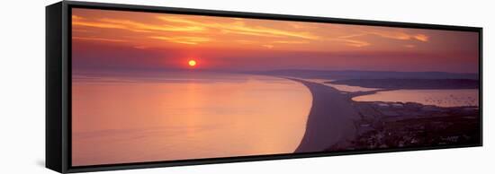 Chesil Beach at Sunset, Portland, Dorset, England-null-Framed Stretched Canvas