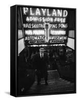 Chess Champion Bobby Fischer at the Entrance to a Playland Arcade-Carl Mydans-Framed Stretched Canvas