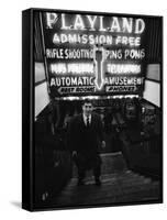 Chess Champion Bobby Fischer at the Entrance to a Playland Arcade-Carl Mydans-Framed Stretched Canvas