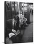 Chess Champion Bobby Fischer Working on His Moves During a Subway Ride-Carl Mydans-Stretched Canvas