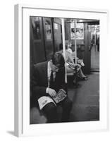 Chess Champion Bobby Fischer Working on His Moves During a Subway Ride-Carl Mydans-Framed Premium Photographic Print