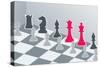 Chess Figures In Gray With Red King And Queen-Elizabeta Lexa-Stretched Canvas