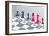 Chess Figures In Gray With Red King And Queen-Elizabeta Lexa-Framed Art Print