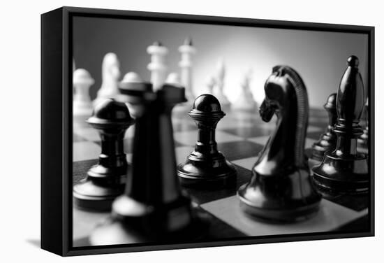 Chess Pieces on A Chess Board-Sergei Gnatuk-Framed Stretched Canvas