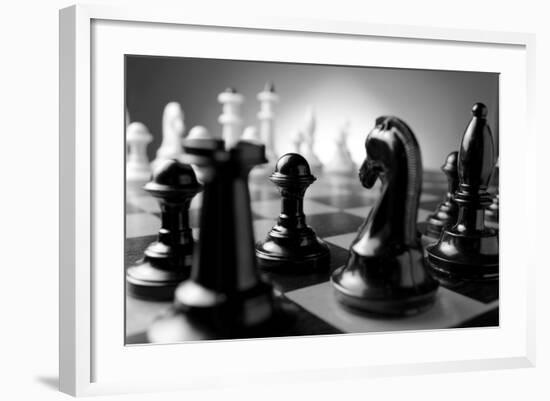 Chess Pieces on A Chess Board-Sergei Gnatuk-Framed Art Print