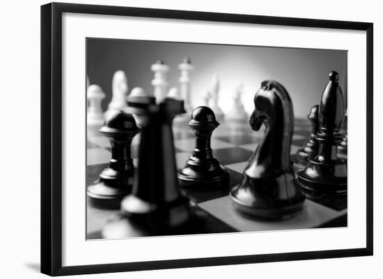 Chess Pieces on A Chess Board-Sergei Gnatuk-Framed Art Print