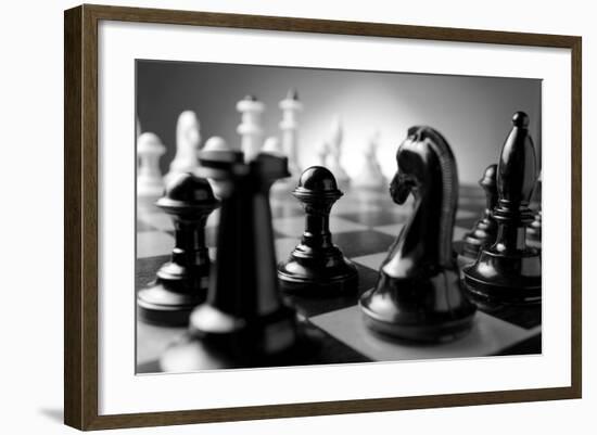 Chess Pieces on A Chess Board-Sergei Gnatuk-Framed Art Print