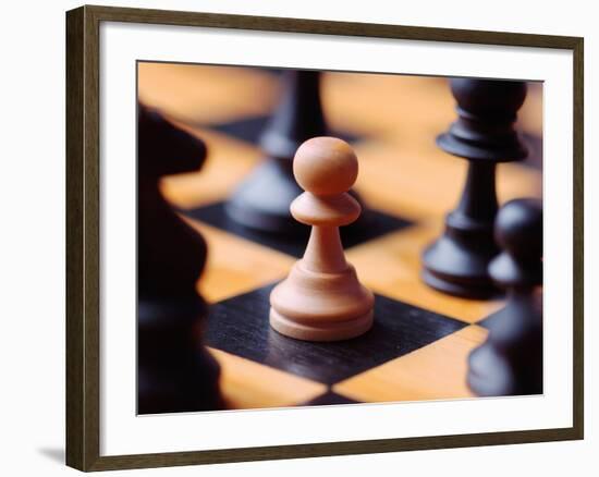 Chess pieces on chessboard-null-Framed Photographic Print