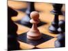 Chess pieces on chessboard-null-Mounted Photographic Print