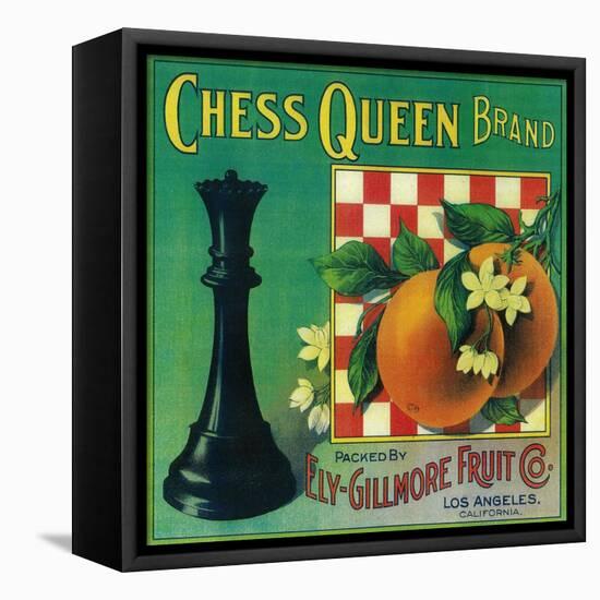 Chess Queen Orange Label - Los Angeles, CA-Lantern Press-Framed Stretched Canvas