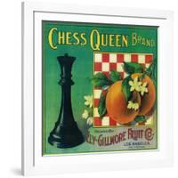 Chess Queen Orange Label - Los Angeles, CA-Lantern Press-Framed Art Print