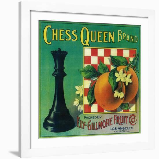 Chess Queen Orange Label - Los Angeles, CA-Lantern Press-Framed Art Print