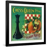 Chess Queen Orange Label - Los Angeles, CA-Lantern Press-Framed Art Print