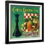 Chess Queen Orange Label - Los Angeles, CA-Lantern Press-Framed Art Print