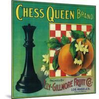 Chess Queen Orange Label - Los Angeles, CA-Lantern Press-Mounted Art Print