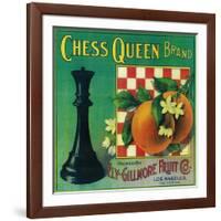 Chess Queen Orange Label - Los Angeles, CA-Lantern Press-Framed Art Print