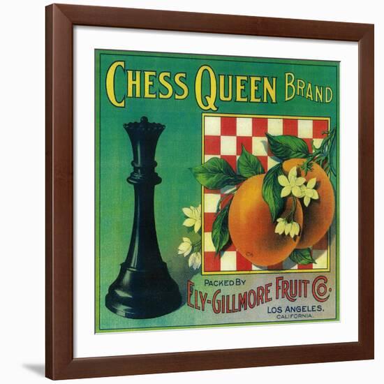 Chess Queen Orange Label - Los Angeles, CA-Lantern Press-Framed Art Print