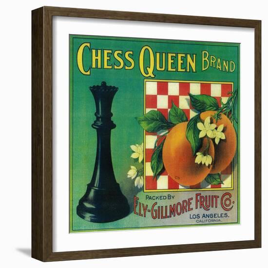 Chess Queen Orange Label - Los Angeles, CA-Lantern Press-Framed Art Print