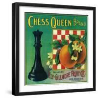 Chess Queen Orange Label - Los Angeles, CA-Lantern Press-Framed Art Print