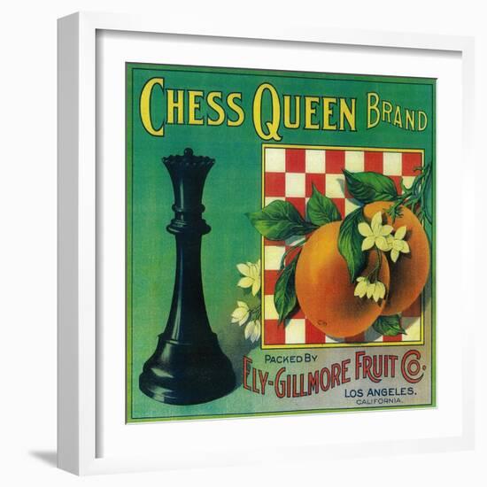 Chess Queen Orange Label - Los Angeles, CA-Lantern Press-Framed Art Print