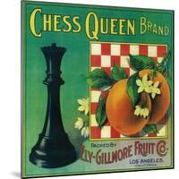 Chess Queen Orange Label - Los Angeles, CA-Lantern Press-Mounted Art Print