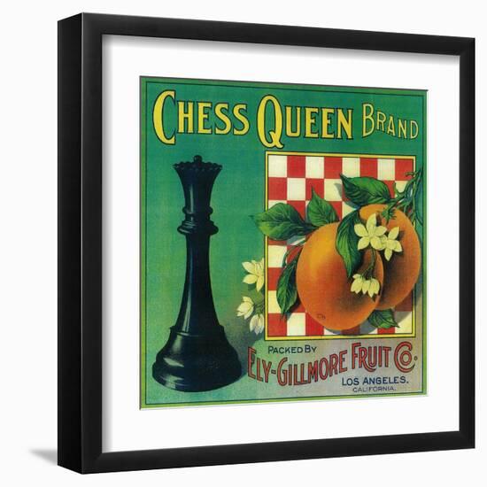 Chess Queen Orange Label - Los Angeles, CA-Lantern Press-Framed Art Print