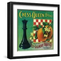 Chess Queen Orange Label - Los Angeles, CA-Lantern Press-Framed Art Print