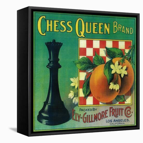 Chess Queen Orange Label - Los Angeles, CA-Lantern Press-Framed Stretched Canvas