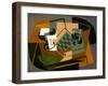 Chessboard, Glass and Dish, 1917 (Oil on Panel)-Juan Gris-Framed Giclee Print