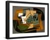 Chessboard, Glass and Dish, 1917 (Oil on Panel)-Juan Gris-Framed Giclee Print