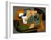 Chessboard, Glass and Dish, 1917 (Oil on Panel)-Juan Gris-Framed Giclee Print