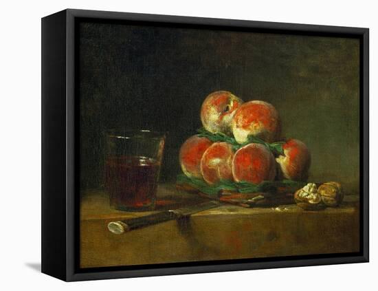 Chest with With Peaches and Nuts-Jean-Baptiste Simeon Chardin-Framed Stretched Canvas