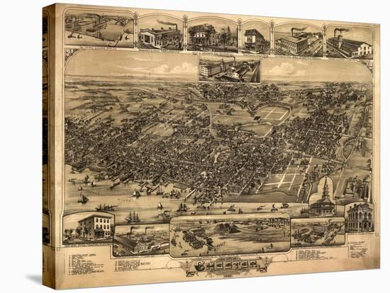 Chester, Pennsylvania - Panoramic Map-Lantern Press-Stretched Canvas